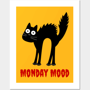 Monday Mood Black Cat Posters and Art